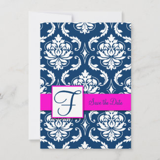 Carte de rappel Fuchsia Bleu Damassé