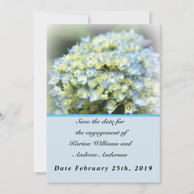 Carte de rappel plat à hydrangea bleue pour sauveg (Devant)