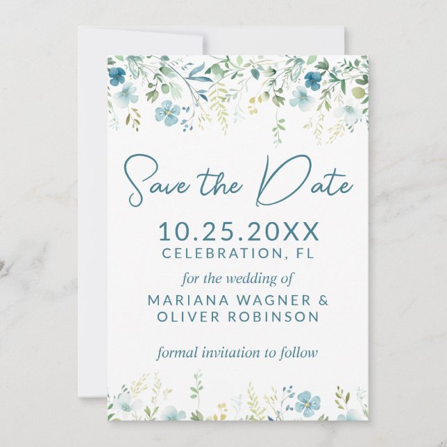 Carte de rappel Teal Blue Wildflowers (Devant)