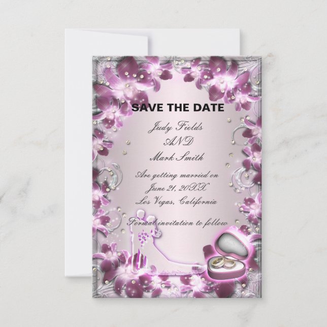 Carte de rappel tendance violette florale chic (Devant)