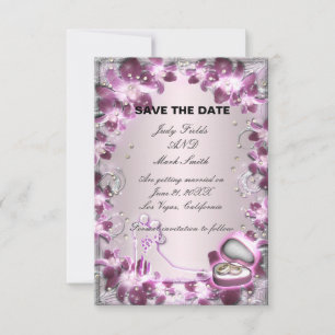 Carte de rappel tendance violette florale chic