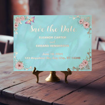 Carte de rappel vintage à motif de pivoine bleue a
