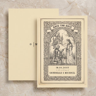 Carte de rappel vintage chevalier médiéval croquis