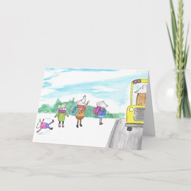 Carte de rats heureux de rentrée scolaire (Devant)