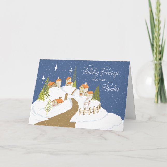Carte De Realtor Christmas Cosy Maisons en Neige (Devant)