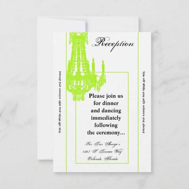 Carte de réception 3,5 x 7 cristal Chandelier Glit (Devant)