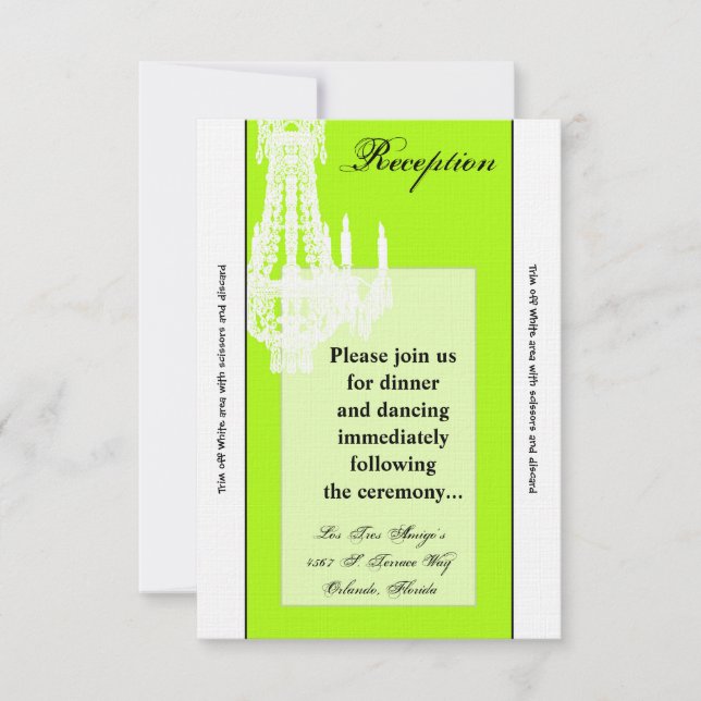 Carte de réception 3,5 x 7 cristal Chandelier Glit (Devant)