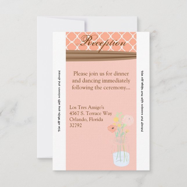 Carte de réception 3,5 x 7 Fleurs de pot Mason Cou (Devant)