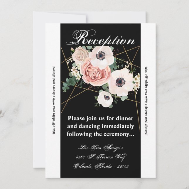 Carte de réception 3,5 x 7 Rose de jardin géométri (Devant)