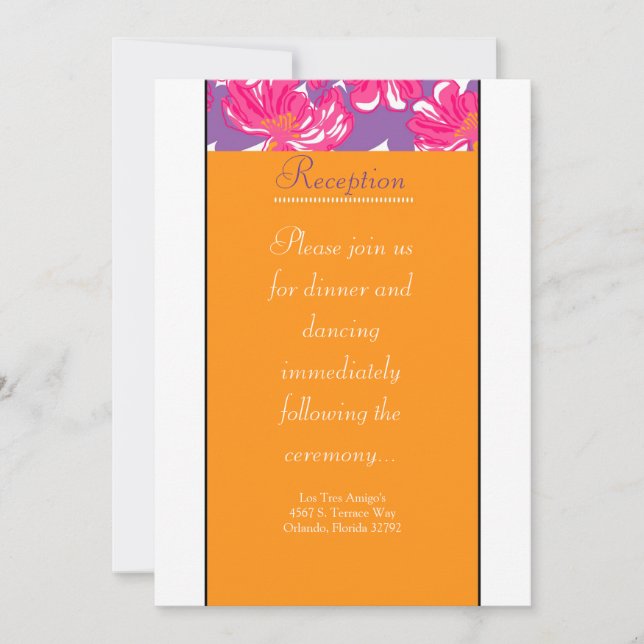Carte de réception 3,5x7 Bannière orange et violet (Devant)