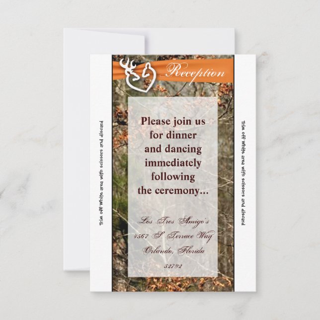 Carte de réception 3,5x7 Couple de cerfs Camouflag (Devant)