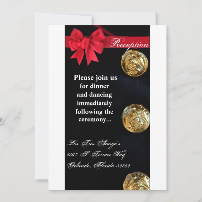 Carte de réception 3,5x7 Marine Robe bleu Uniforme (Devant)