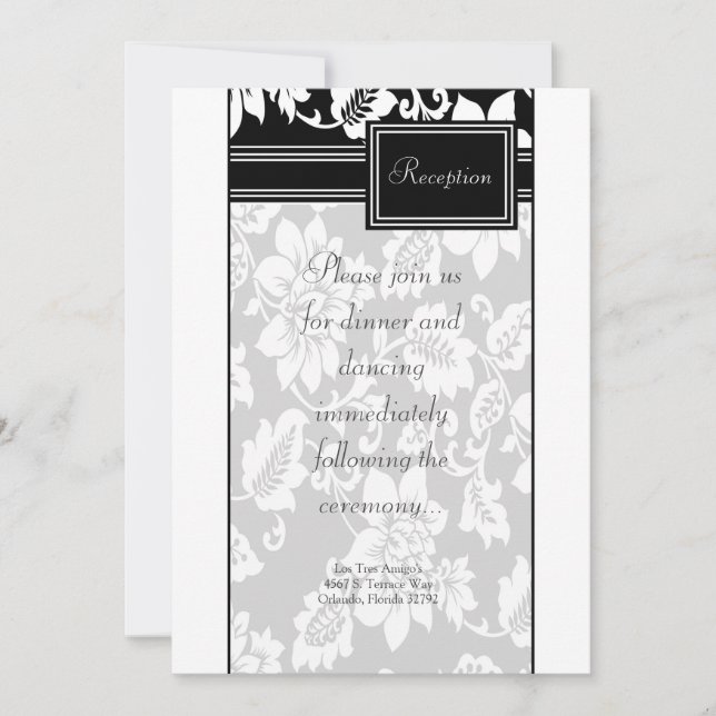 Carte de réception 3,5x7 Noir et Blanc Filigrane (Devant)