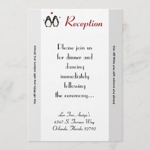 Carte de réception 3,5x7 Pingouin Couple Amoureux