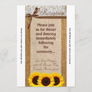 Carte de réception 3,5x7 Tournesol Dentelle Burlap