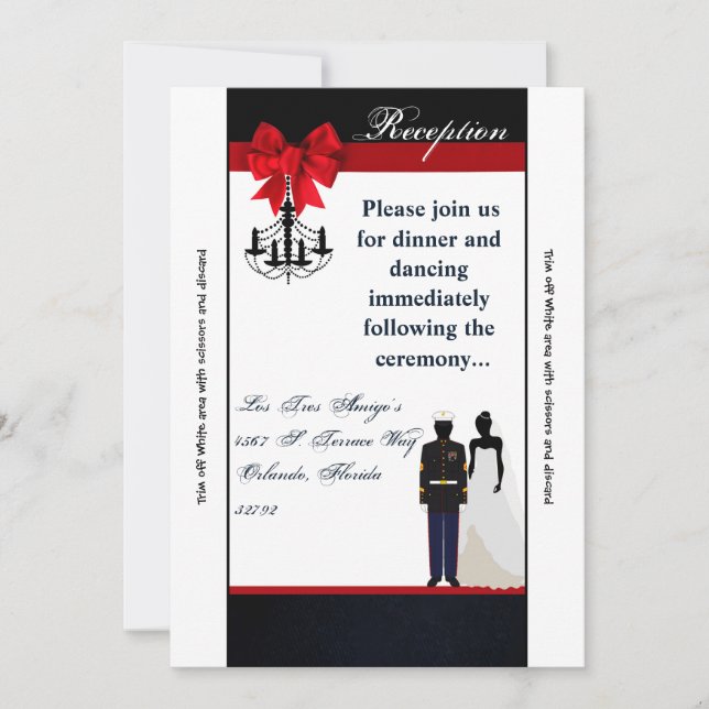 Carte de réception 3,5x7 Uniforme marine Marié (Devant)