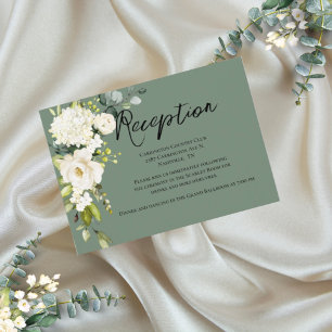 Carte de réception à l'aquarelle florale verte élé