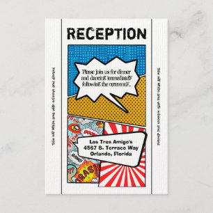 Carte de réception bande dessinée 3,5 x 7 Pop Art