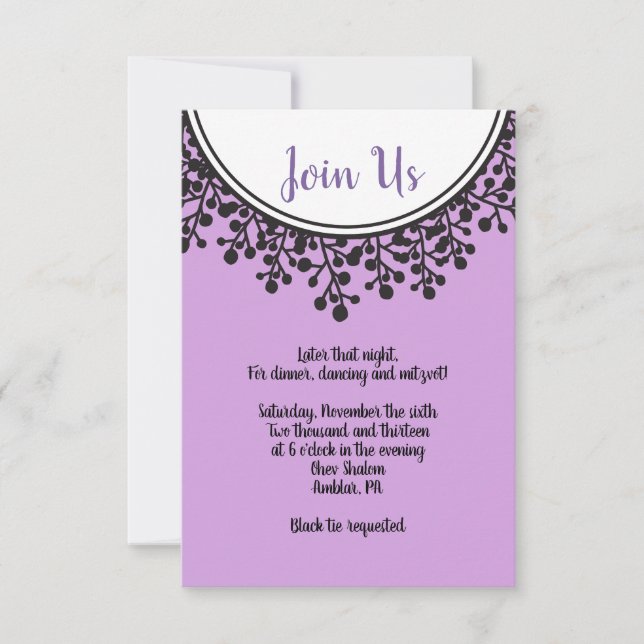 Carte de réception Bat mitzvah circulaire TINY VIN (Devant)