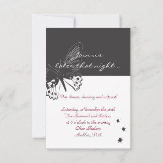 Carte de réception Bat mitzvah d'invitation papill