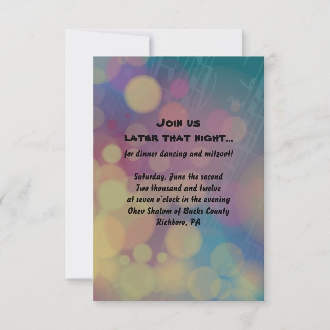 Carte de réception Bat mitzvah du lecteur Flûte (Devant)