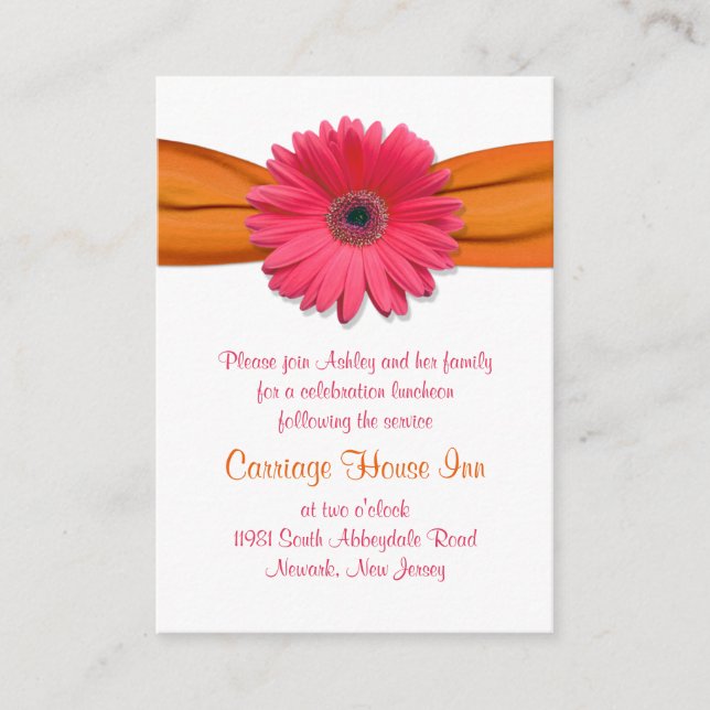 Carte de réception Bat mitzvah rose Gerber Daisy (Devant)