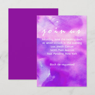 Carte de réception Bat mitzvah VIOLET WATERCOLOR