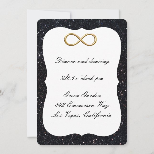 Carte de réception Black Parties scintillant Gold  (Devant)