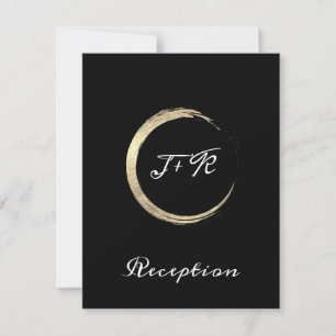 Carte de réception Black White Minimalism Gold Wed