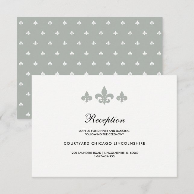 Carte de réception blanche Fleur de lis (Devant / Derrière)