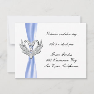 Carte de réception Blue Ribbon Silver Swans