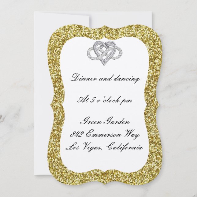Carte de réception Coeur Gold Parties scintillant  (Devant)