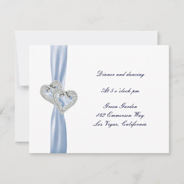 Carte de réception Cœurs de glace bleu personnalis (Devant)