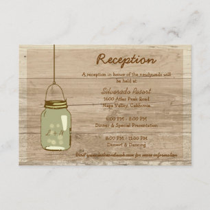 Carte de réception Country Woody Rustic Mason Jar