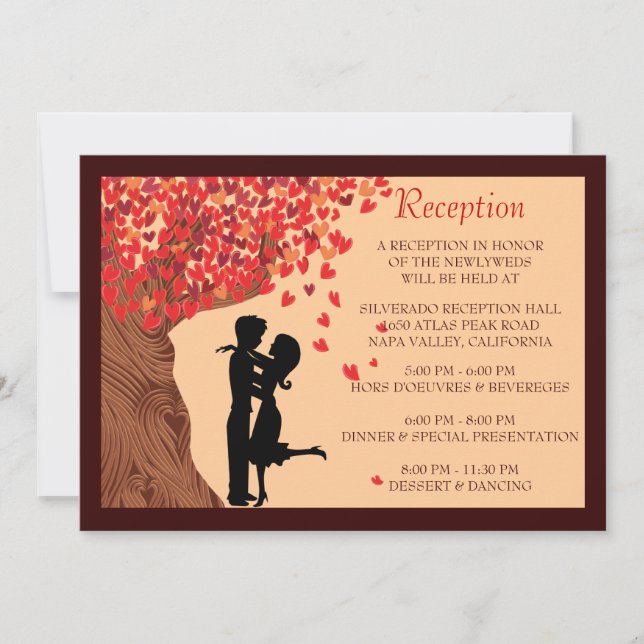 Carte de réception Couple d'amour Chênes coeurs to (Devant)