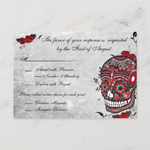 Carte de réception crâne Fleur et Rose de Tatouage