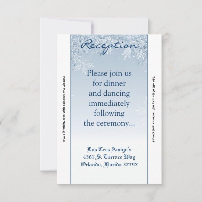 Carte de réception Crystal Snowflakes hiver 3,5 x  (Devant)