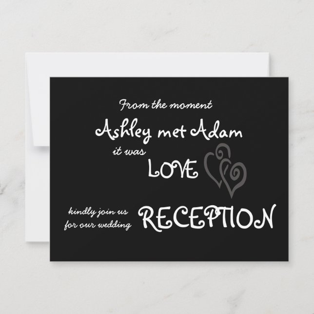 Carte de Réception d'Amour Romantique | Noir (Devant)