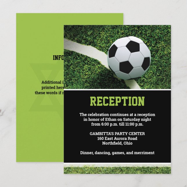 Carte de réception de Bar Mitzvah au stade de foot (Devant / Derrière)