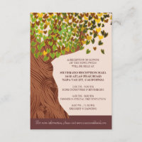 Carte de réception de feuilles de cœur tombant de