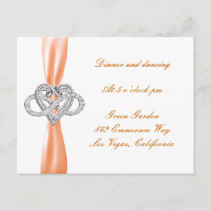 Carte de réception de mariage à cœur infini orange