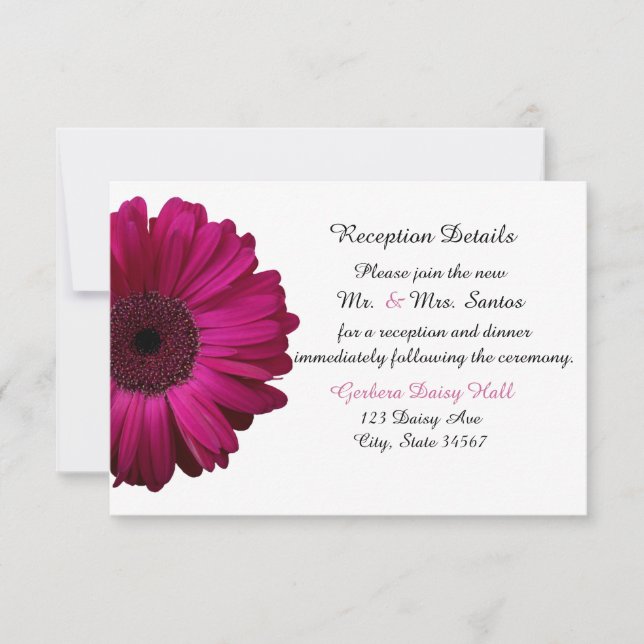 Carte de réception de mariage à la gerbera rose él (Devant)