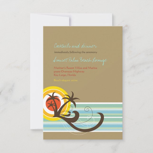 Carte de réception de mariage à la plage pour les  (Devant)