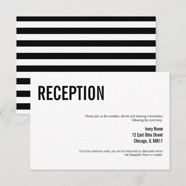 Carte de réception de mariage à la typographie sim (Devant / Derrière)