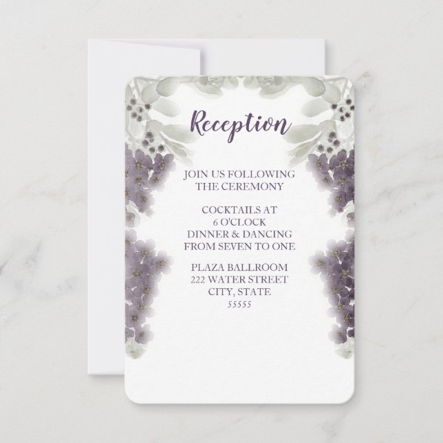 Carte de réception de mariage à l'aquarelle floral (Devant)