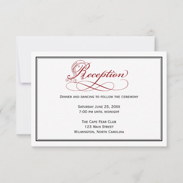 Carte de réception de mariage à l'écriture royale  (Devant)