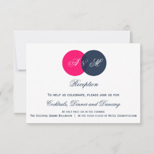 Carte de réception de mariage à monogrammes Navy e