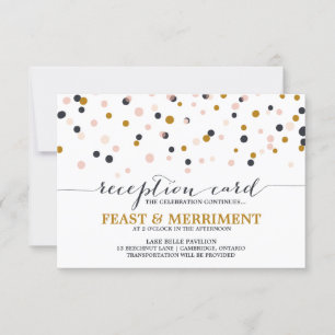Carte de réception de mariage à points de confetti