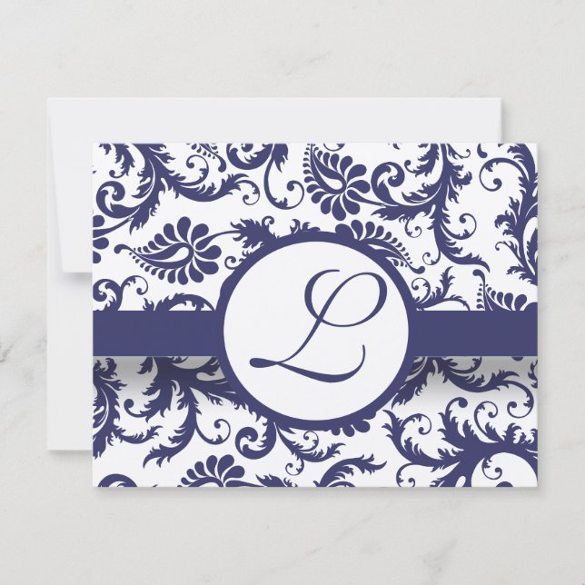 Carte de réception de mariage à tourbillons en Dam (Devant)
