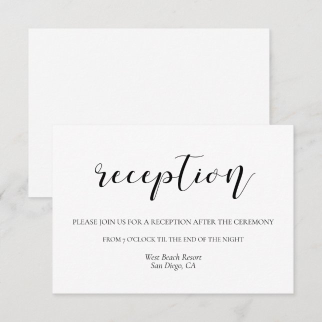 Carte de réception de mariage au design élégant (Devant / Derrière)